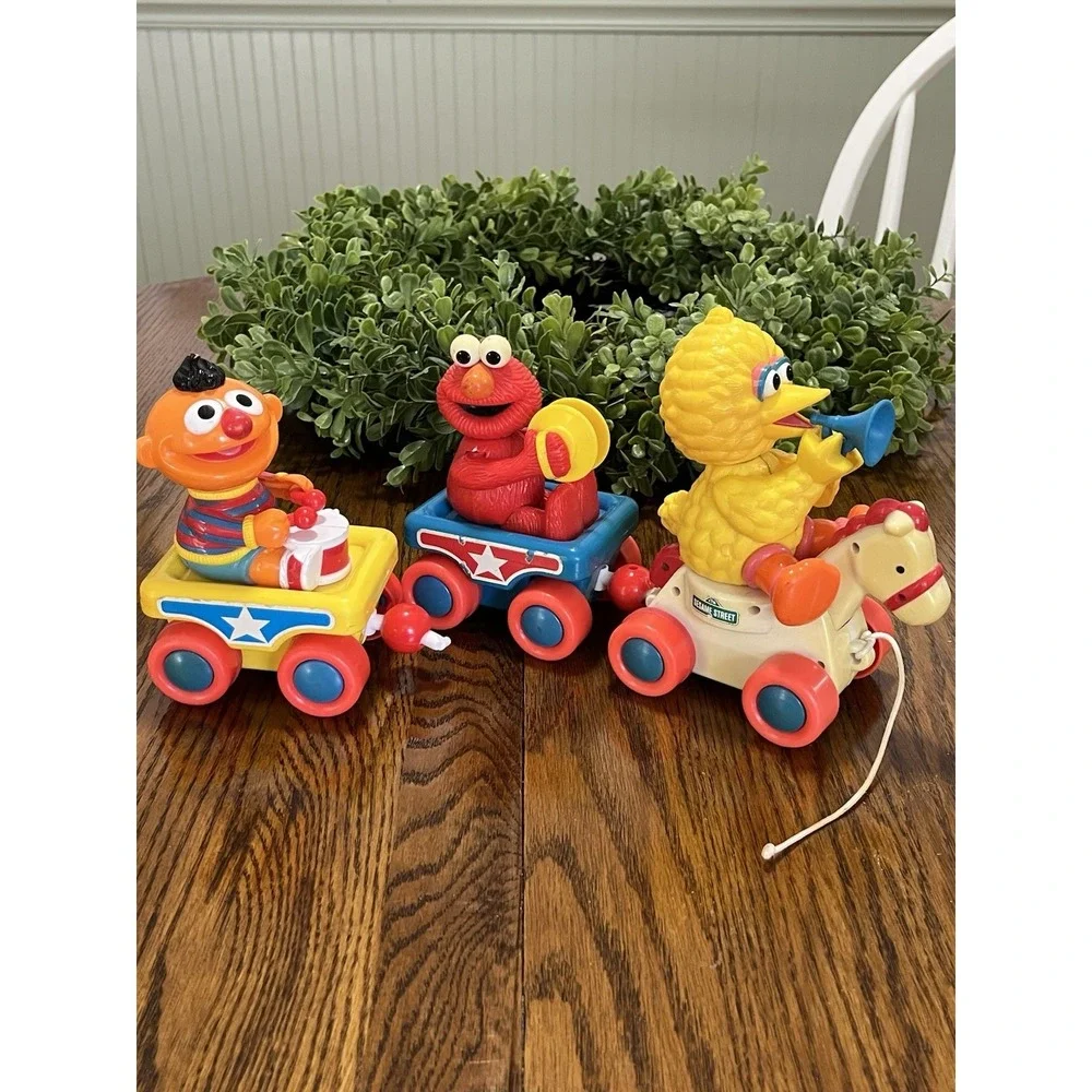 Vintage Fisher-Price Sesame Street Pull Toy Train Big Bird Elmo Ernie READ